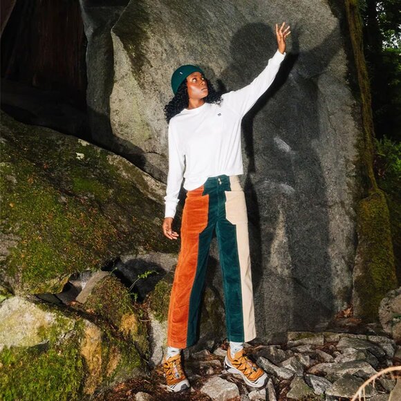 NWT Kavu Woodfern high rise patchwork colorblock ankle cropped corduroy pants